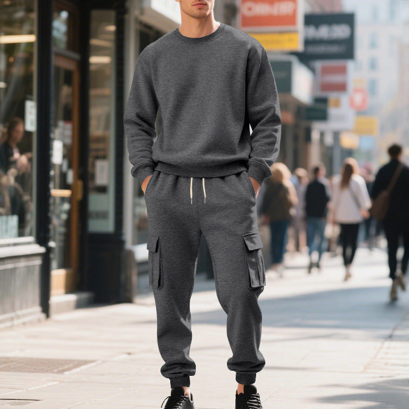 Men's Loose-Fit Casual Sports Crew-Neck Sweater And Pants Set