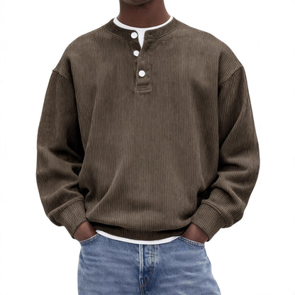 Mens Casual And Stylish Corduroy Ribbed Pullover