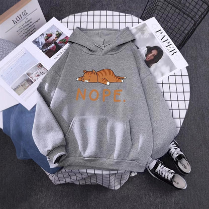 New Autumnwinter Cat-print Fleece Hoodiessoothing And Cozy