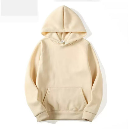 AutumnWinter Fleece Solid-Color Hoodie Same Style As Loose-Fit Casual Sports Hoodie For Couples