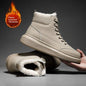 Winter Warm Men's Fur-lined Thickened Leather-and-fur Snow Boots