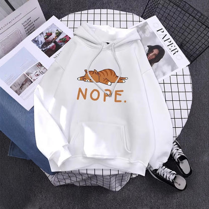 New Autumnwinter Cat-print Fleece Hoodiessoothing And Cozy