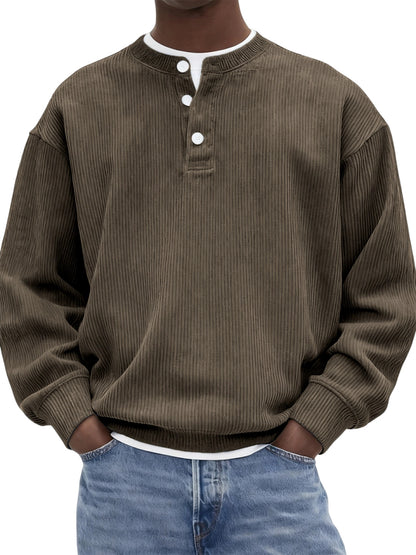 Mens Casual And Stylish Corduroy Ribbed Pullover