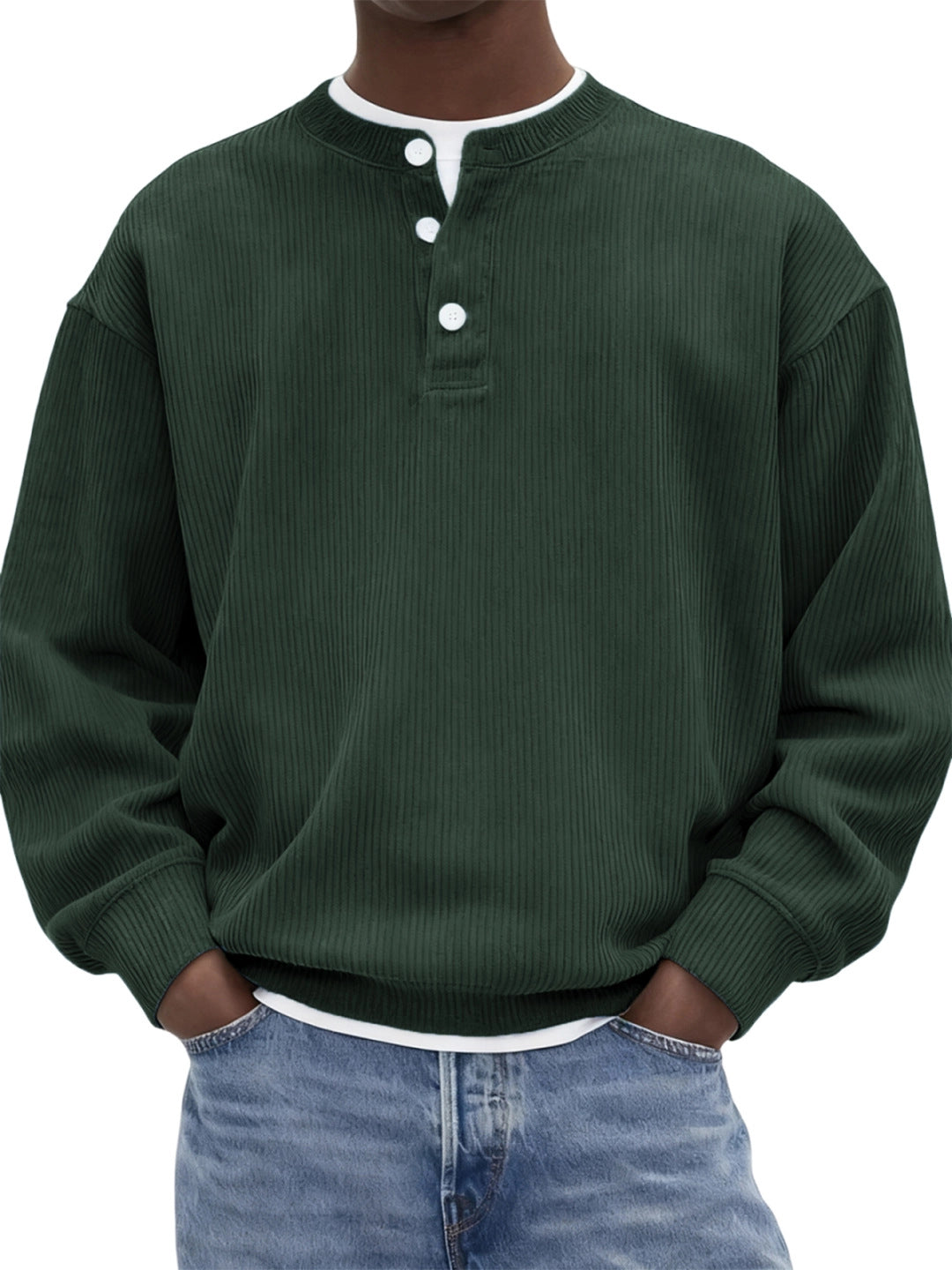 Mens Casual And Stylish Corduroy Ribbed Pullover