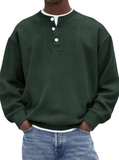 Mens Casual And Stylish Corduroy Ribbed Pullover