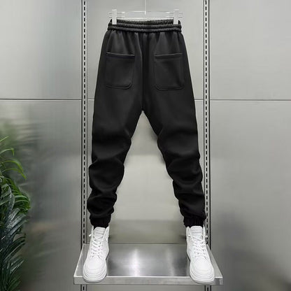 Mens Spring Summer Patchwork Vertical-Stripe Casual Elastic-Waist Fashion Ankle-Fit Pants