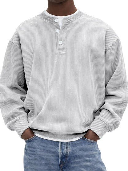 Mens Casual And Stylish Corduroy Ribbed Pullover