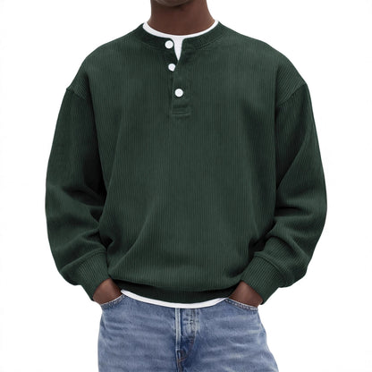 Mens Casual And Stylish Corduroy Ribbed Pullover