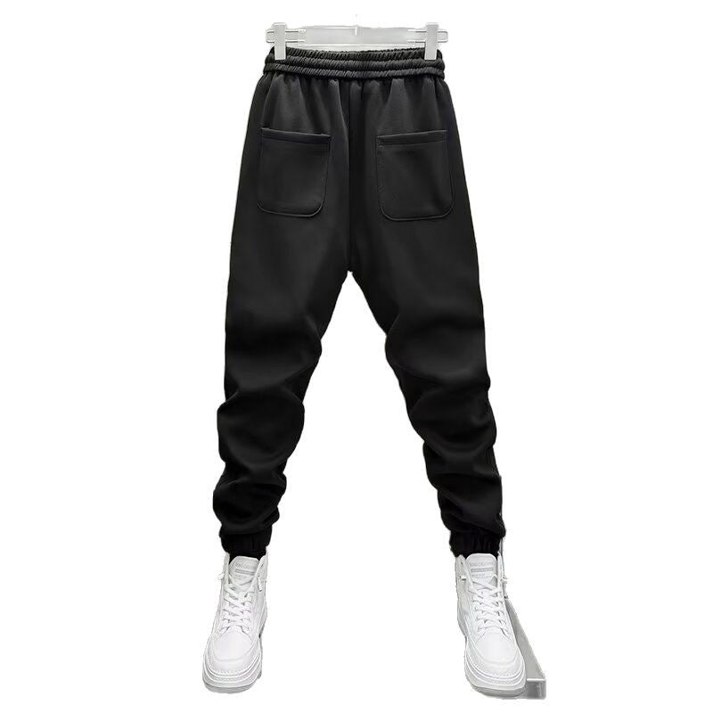 Mens Spring Summer Patchwork Vertical-Stripe Casual Elastic-Waist Fashion Ankle-Fit Pants