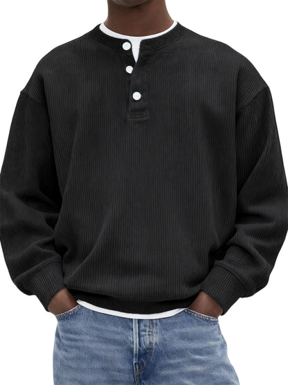 Mens Casual And Stylish Corduroy Ribbed Pullover