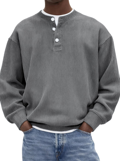 Mens Casual And Stylish Corduroy Ribbed Pullover