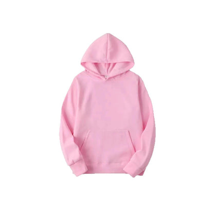 AutumnWinter Fleece Solid-Color Hoodie Same Style As Loose-Fit Casual Sports Hoodie For Couples