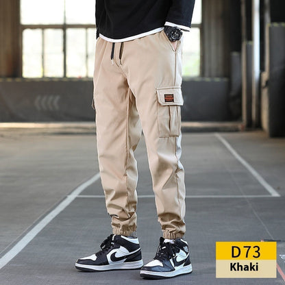 Men's Loose All-match Multi-pocket Wear-resistant Solid Color Ankle Banded Working Pants