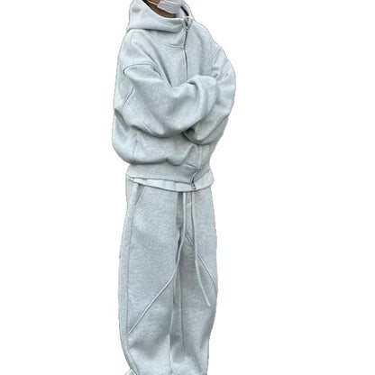 Autumn Winter Fleece-Lined Extra-Thick Men's Set Hoodie And Sweatpants