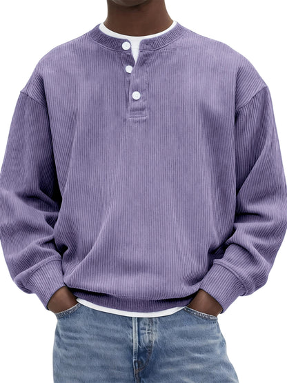 Mens Casual And Stylish Corduroy Ribbed Pullover