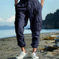 Men's Casual Trousers Ankle-tied Multi-pocket Tether Solid Color Loose