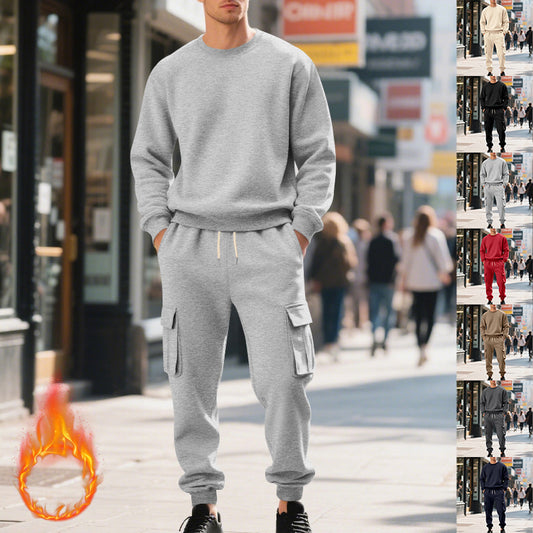 Men's Loose-Fit Casual Sports Crew-Neck Sweater And Pants Set