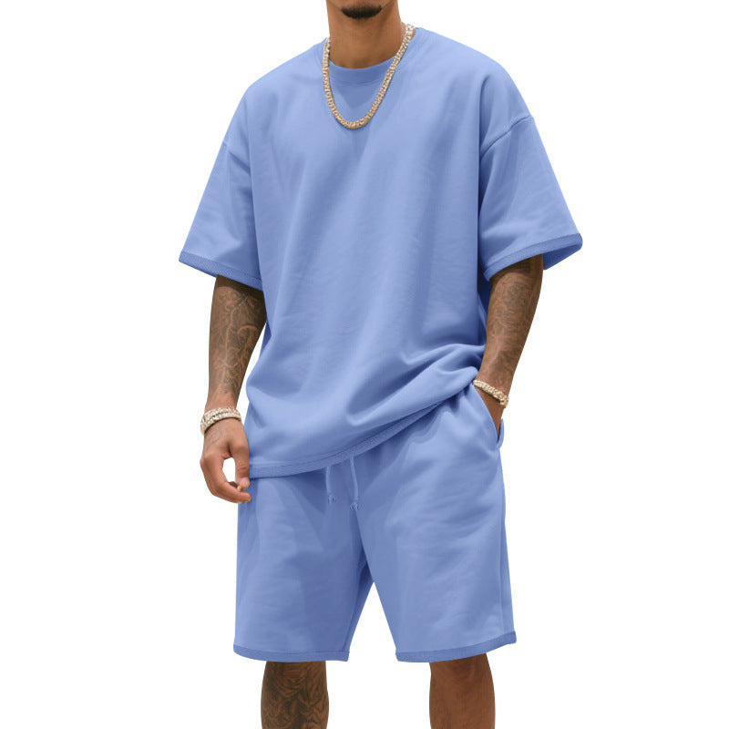 Mens Loose-Fit Summer Sports Short-Sleeve Suit